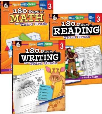 Book cover for 180 Days of Reading, Writing and Math for Third Grade 3-Book Set