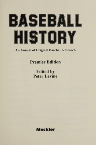 Cover of Baseball History