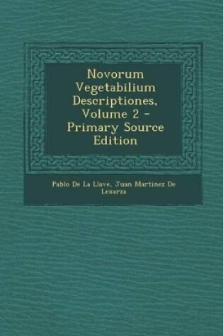 Cover of Novorum Vegetabilium Descriptiones, Volume 2