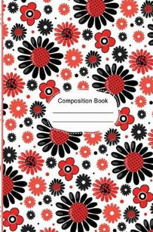 Cover of Ladybugs Cute Flowers Hearts Composition Notebook Wide Ruled Paper