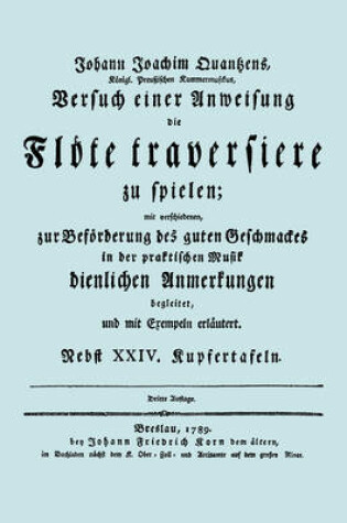 Cover of Versuch Einer Anweisung Die Flote Traversiere Zu Spielen. [Facsimile of 1789 Edition.]