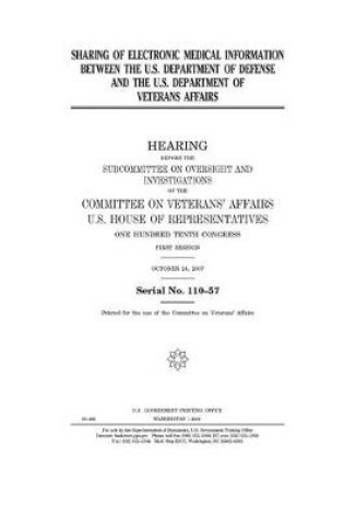 Cover of Sharing of electronic medical information between the U.S. Department of Defense and the U.S. Department of Veterans Affairs