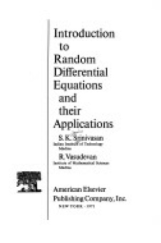 Cover of Introduction to Random Differential Equations and Their Applications