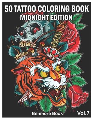 Cover of 50 Tattoo Coloring Book Midnight Edition