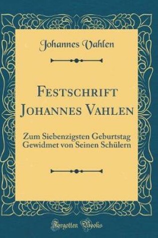 Cover of Festschrift Johannes Vahlen