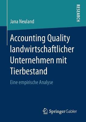 Book cover for Accounting Quality landwirtschaftlicher Unternehmen mit Tierbestand