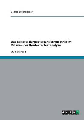 Book cover for Das Beispiel der protestantischen Ethik im Rahmen der Kontexteffektanalyse