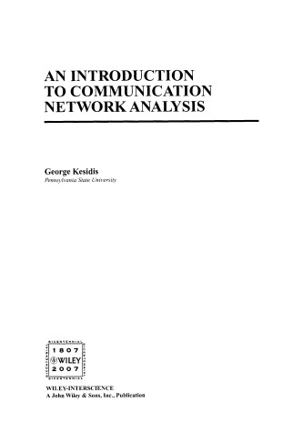 Cover of An Introduction to Communication Network Analysis