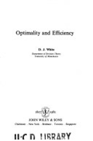 Cover of Optimality and Efficiency