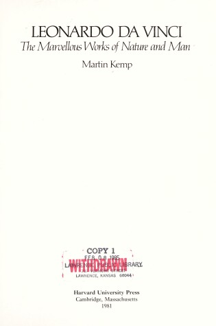 Cover of Kemp: Leonardo DA Vinci