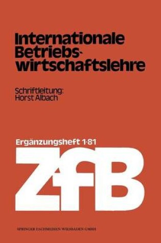 Cover of Internationale Betriebswirtschaftslehre