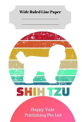 Book cover for Cute Retro Shih Tzu Puppy Theme Wide Ruled Line Paper