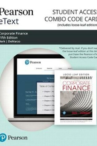 Cover of Pearson Etext for Corporate Finance -- Combo Access Card