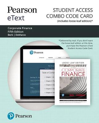 Book cover for Pearson Etext for Corporate Finance -- Combo Access Card