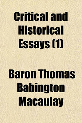 Book cover for Critical and Historical Essays (1)