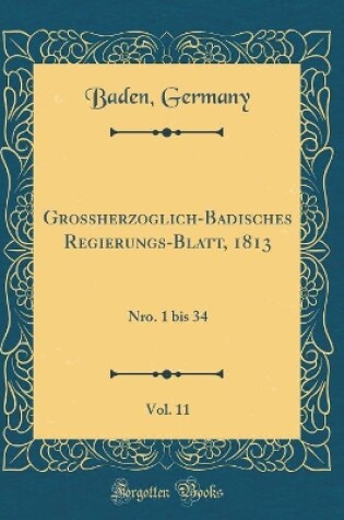 Cover of Grossherzoglich-Badisches Regierungs-Blatt, 1813, Vol. 11: Nro. 1 bis 34 (Classic Reprint)