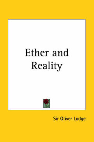 Cover of Ether and Reality (1925)