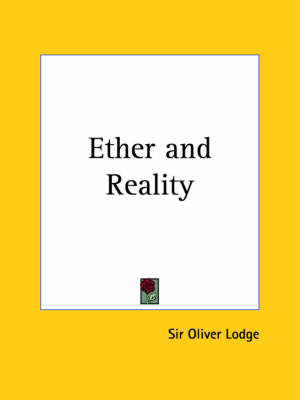 Book cover for Ether and Reality (1925)