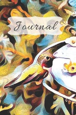Cover of Elegant Green & Blue Watercolor of Ruby Red Throat Hummingbird at Feeder Pretty Diary Journal for Daily Thoughts