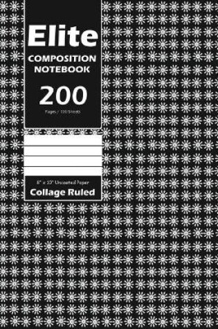 Cover of Elite Composition Notebook, Collage Ruled Lined, Large 8 x 10 Inch, 100 Sheet, Black Cover