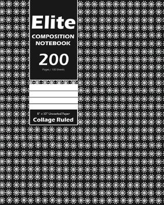 Cover of Elite Composition Notebook, Collage Ruled Lined, Large 8 x 10 Inch, 100 Sheet, Black Cover