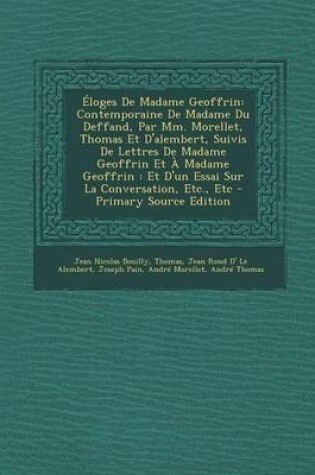 Cover of Eloges de Madame Geoffrin