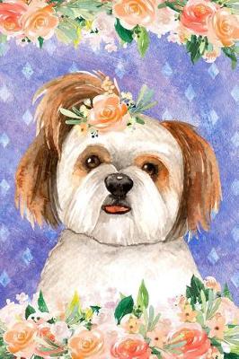 Book cover for Bullet Journal Notebook for Dog Lovers Shih Tzu in Flowers 1