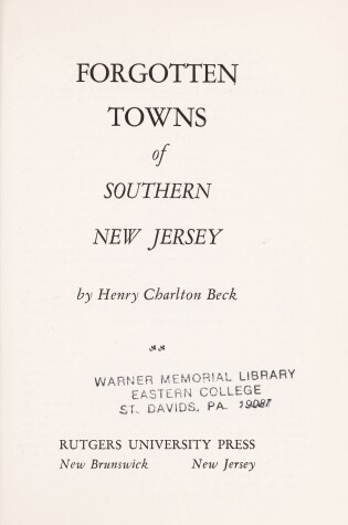 Cover of Forgotten Towns of South N Jer