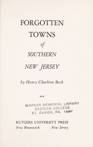 Book cover for Forgotten Towns of South N Jer