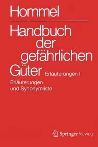 Cover of Handbuch Der Gefahrlichen Guter. Erlauterungen I