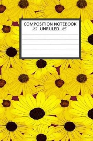 Cover of Unruled Composition Notebook 8" x 10". 120 Pages. Camomile Floral Yellow Color