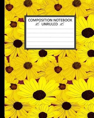 Book cover for Unruled Composition Notebook 8" x 10". 120 Pages. Camomile Floral Yellow Color