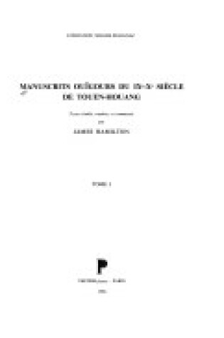 Cover of Manuscrits Ouigours Du IXe-Xe Siecle De Touen-Houang