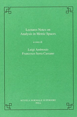 Cover of Lectures on analysis in metric spaces