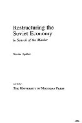 Cover of Restructuring the Soviet Economy