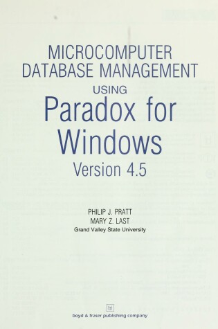 Cover of Microcomputer Database Management Using Paradox for Windows