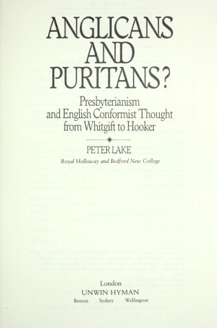 Cover of Anglicans and Puritans?
