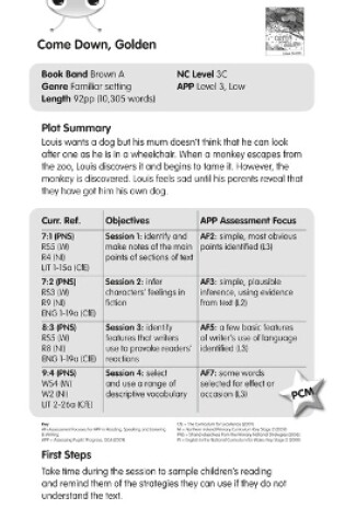 Cover of BC Brown A/3C Come Down, Golden Guided Reading Card