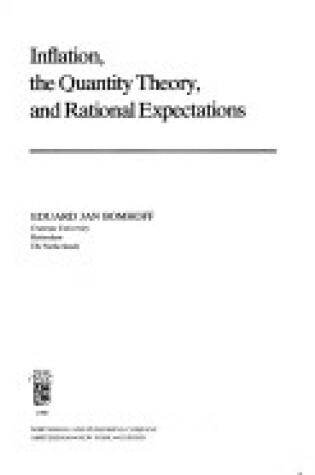 Cover of Inflation, the Quantity Theory and Rational Expectations