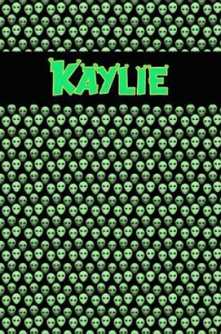 Cover of 120 Page Handwriting Practice Book with Green Alien Cover Kaylie