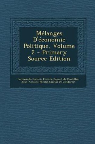 Cover of Melanges D'Economie Politique, Volume 2