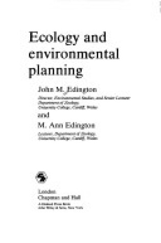 Cover of Ecology and Environmental Planning