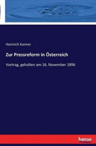 Cover of Zur Pressreform in Österreich