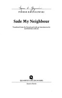 Cover of Sade My Neighbour