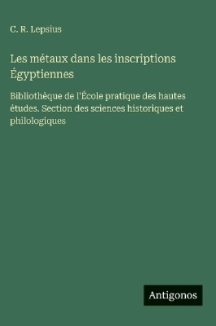 Cover of Les métaux dans les inscriptions Égyptiennes