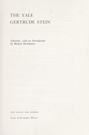 Cover of Yale Gertrude Stein
