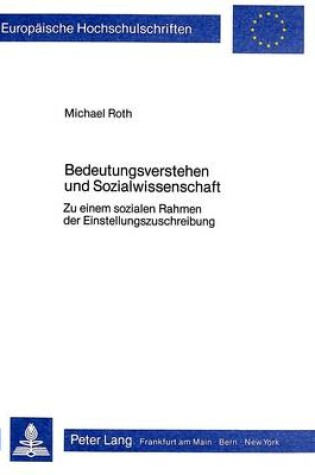 Cover of Bedeutungsverstehen Und Sozialwissenschaft