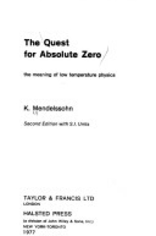 Cover of The Quest for Absolute Zero