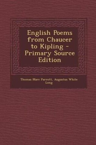 Cover of English Poems from Chaucer to Kipling - Primary Source Edition