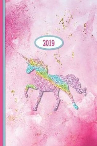 Cover of 2019 Planner - Pink Rainbow Glitter Unicorn